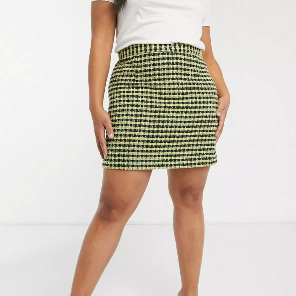 ASOS Design Curve Neon Boucle Suit Skirt
